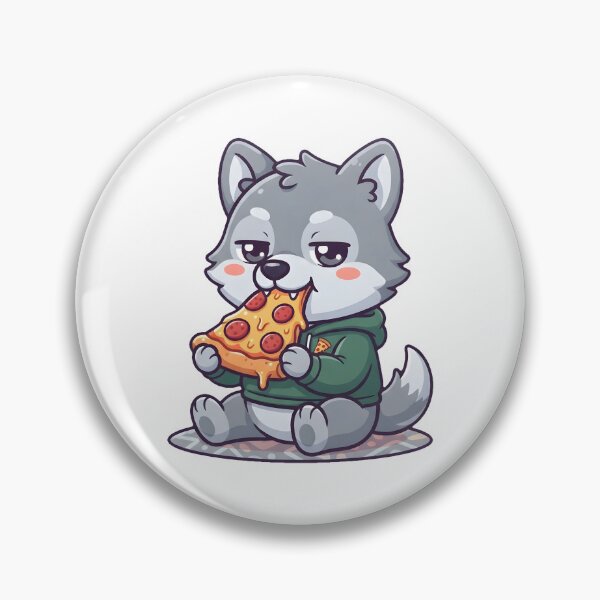Item preview, Cute Wolf Fursona Eating Pizza Funny Chibi Meme Art designed and sold by DuckOddity.