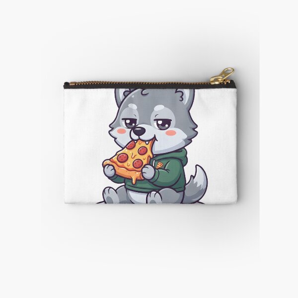 Item preview, Cute Wolf Fursona Eating Pizza Funny Chibi Meme Art designed and sold by DuckOddity.