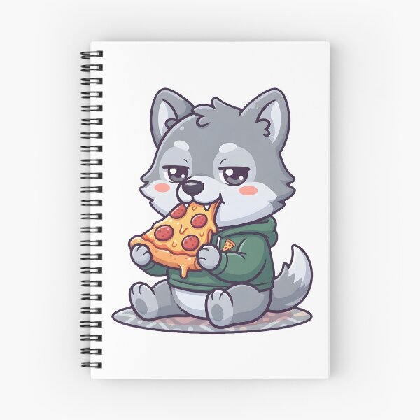 Item preview, Cute Wolf Fursona Eating Pizza Funny Chibi Meme Art designed and sold by DuckOddity.