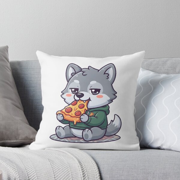 Item preview, Cute Wolf Fursona Eating Pizza Funny Chibi Meme Art designed and sold by DuckOddity.