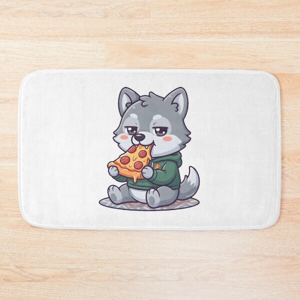 Item preview, Cute Wolf Fursona Eating Pizza Funny Chibi Meme Art designed and sold by DuckOddity.