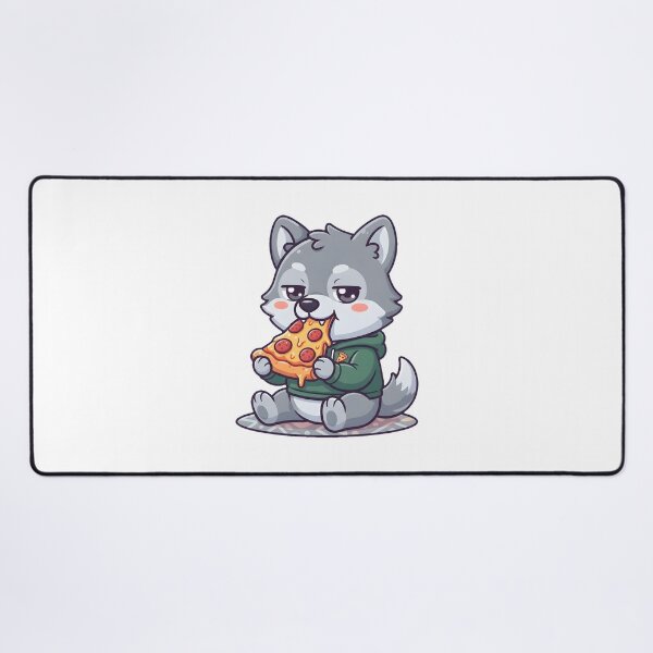 Item preview, Cute Wolf Fursona Eating Pizza Funny Chibi Meme Art designed and sold by DuckOddity.