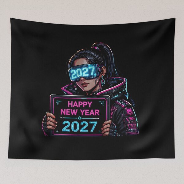 Item preview, Cyberpunk Girl VR Glasses Happy New Year 2027 designed and sold by LazyDayzCo.