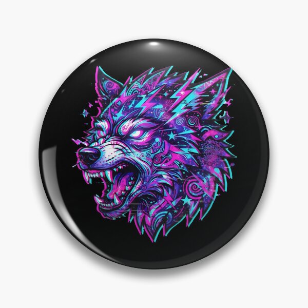 Item preview, Trippy Glitch Neon Wolf Fursona Headshot Colorful Subculture designed and sold by DuckOddity.