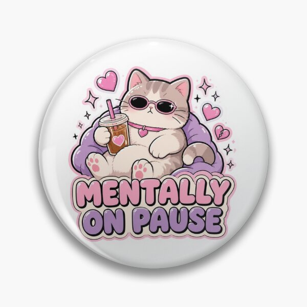 Item preview, Mentally On Pause Cute Iced Coffee Cat designed and sold by creativerooney.