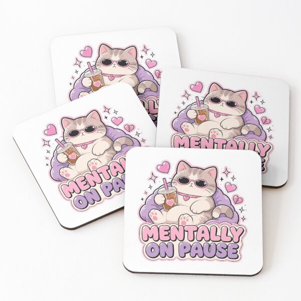 Item preview, Mentally On Pause Cute Iced Coffee Cat designed and sold by creativerooney.
