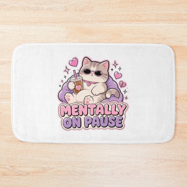 Item preview, Mentally On Pause Cute Iced Coffee Cat designed and sold by creativerooney.