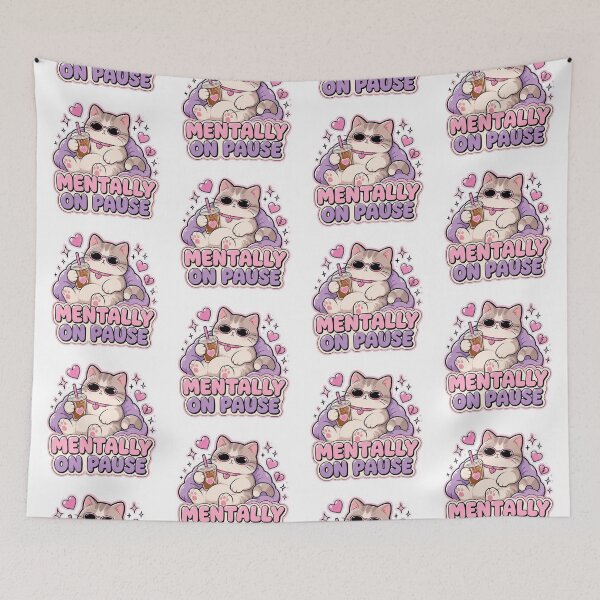 Item preview, Mentally On Pause Cute Iced Coffee Cat designed and sold by creativerooney.