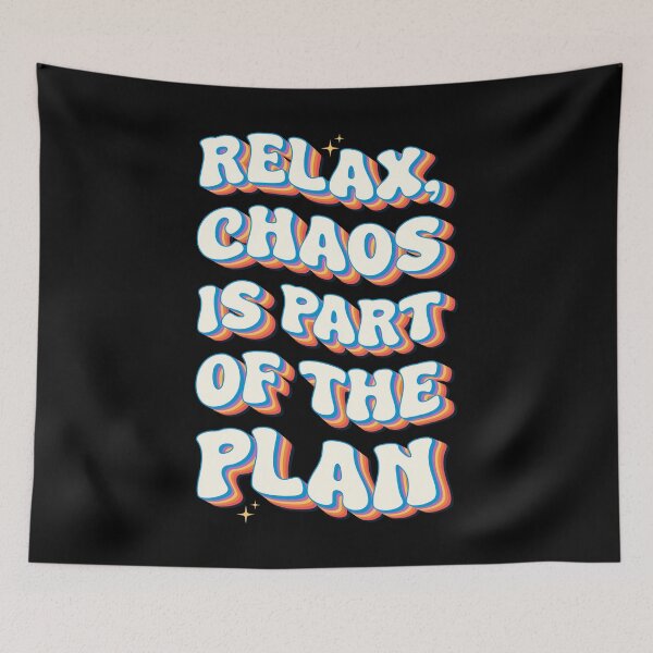 Item preview, Retro 70s Bubble Font Relax Chaos Is Part Of The Plan Groovy Mental Health Quote designed and sold by Chonkz.
