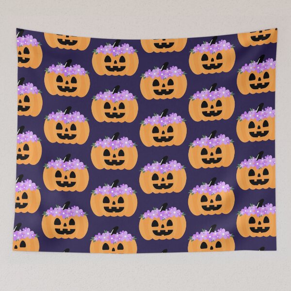 Item preview, Cute Halloween pumpkin with purple flowers crown  designed and sold by Tanapan2529.