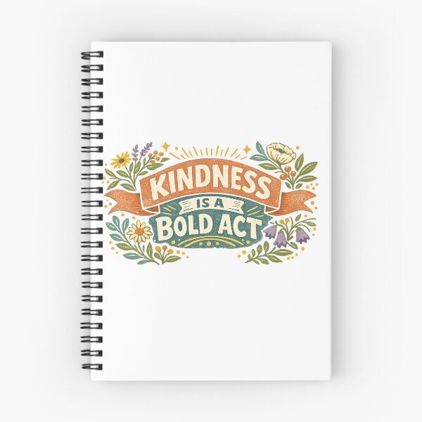 Item preview, Kindness Is a Bold Act Retro Floral Positive Quote Inspirational Art Print designed and sold by inkoutninja.