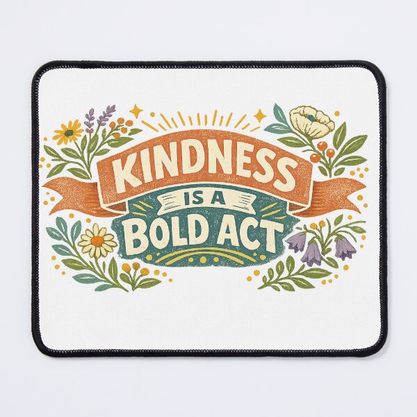 Item preview, Kindness Is a Bold Act Retro Floral Positive Quote Inspirational Art Print designed and sold by inkoutninja.