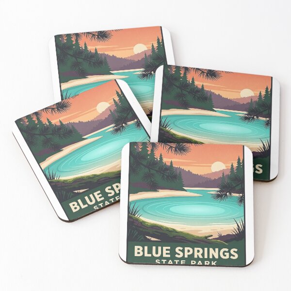 Item preview, Blue Springs State Park Alabama Sticker - Sunset Spring Pool Poster Art designed and sold by DetourDgn.