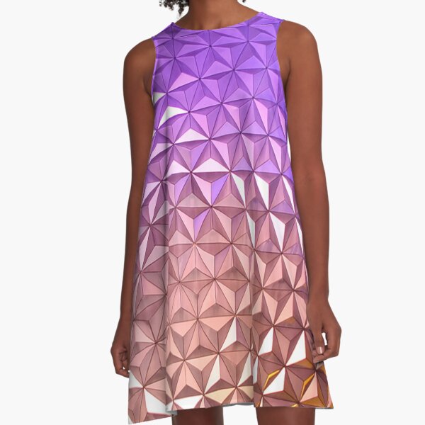 Spaceship Earth at Night in Epcot A-Line Dress