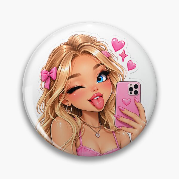 Item preview, Kawaii Blonde Girl Sticker – Pink Selfie, Tongue Out, Y2K Girly Aesthetic designed and sold by AstraDrip Studio.