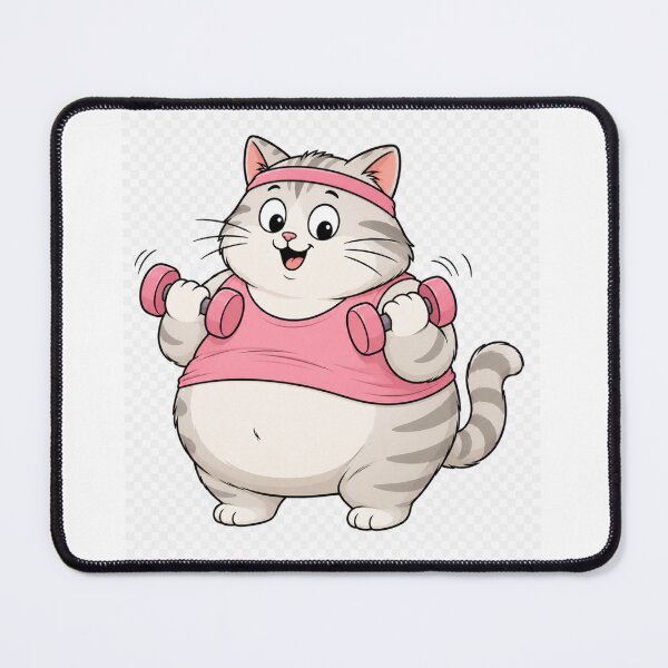 Item preview, Gym Kitty Workout – Chubby Tabby Cat Doodle designed and sold by SimonasPeace.