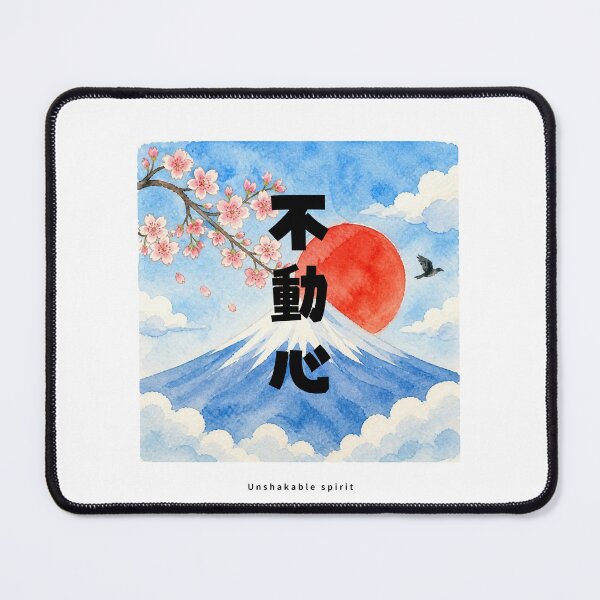 Item preview, Fudoushin - Unshakable Spirit | Watercolor Mount Fuji & Red Sun | Japanese Design designed and sold by JapanMemoir.