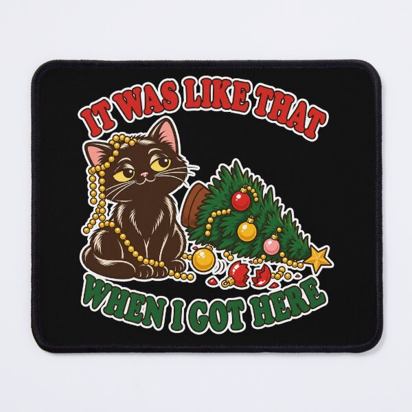 Item preview, It Was Like That When I Got Here Funny Black Cat Christmas Tree designed and sold by Ela-graphicwiz.