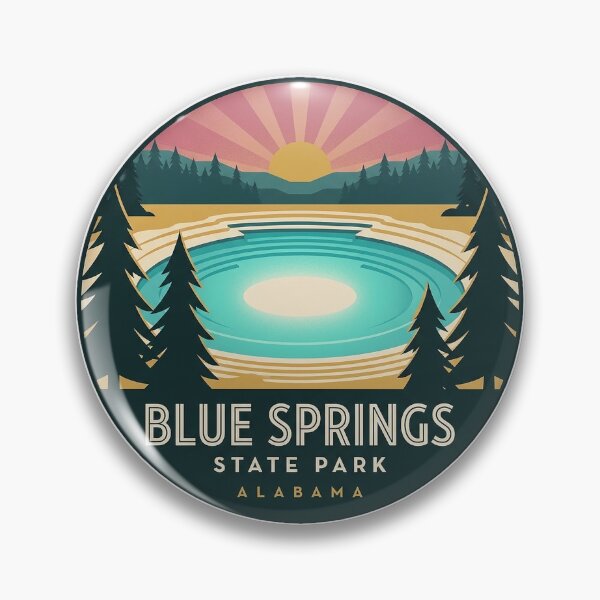 Item preview, Blue Springs State Park Alabama Sticker - Art Deco Circle Emblem designed and sold by DetourDgn.
