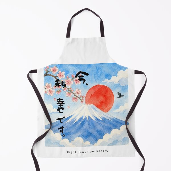Item preview, Ima Watashi Shiawase Desu - I Am Happy Right Now | Watercolor Mount Fuji & Red Sun | Japanese Design designed and sold by JapanMemoir.