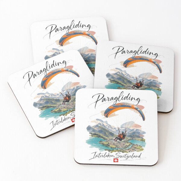 Item preview, Interlaken Switzerland Paragliding Travel Poster designed and sold by Russell Thorne.
