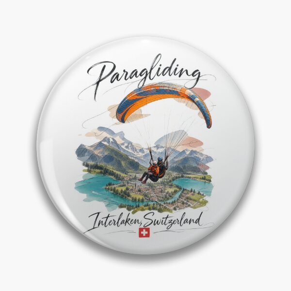Item preview, Interlaken Switzerland Paragliding Travel Poster designed and sold by Russell Thorne.
