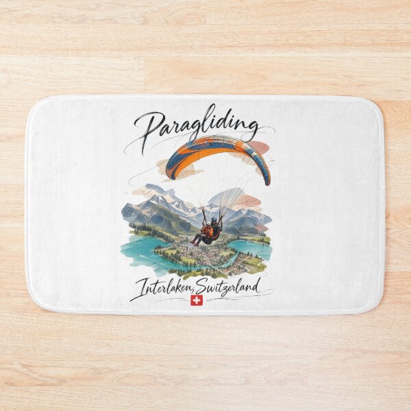 Item preview, Interlaken Switzerland Paragliding Travel Poster designed and sold by Russell Thorne.