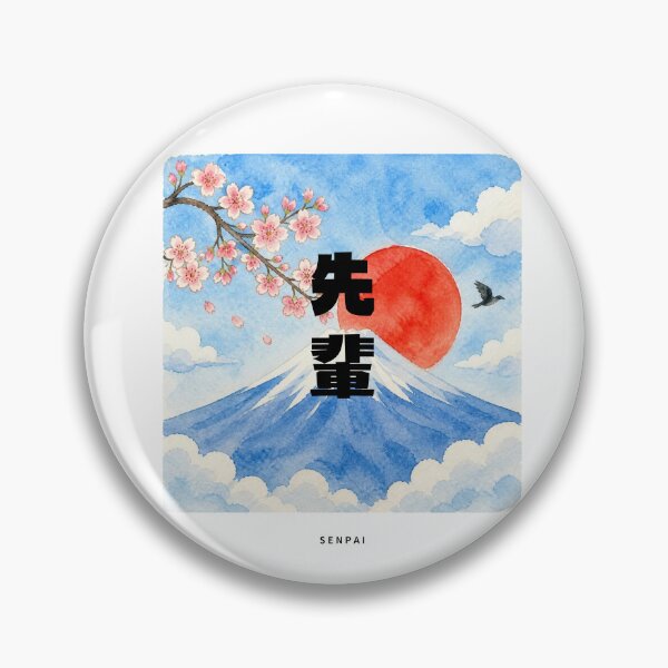Item preview, Senpai | Watercolor Mount Fuji & Red Sun | Japanese Design designed and sold by JapanMemoir.