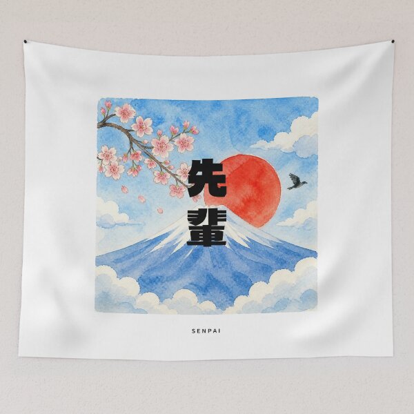 Item preview, Senpai | Watercolor Mount Fuji & Red Sun | Japanese Design designed and sold by JapanMemoir.