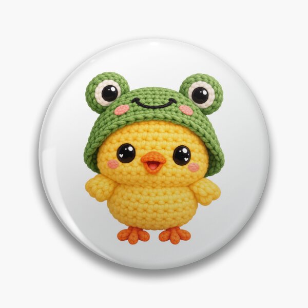 Item preview, Amigurumi - Crochet Chick Wearing Frog Hat designed and sold by Myra365Art.