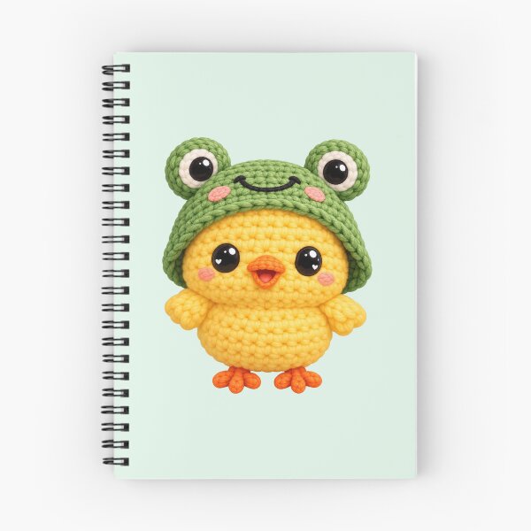 Item preview, Amigurumi - Crochet Chick Wearing Frog Hat designed and sold by Myra365Art.