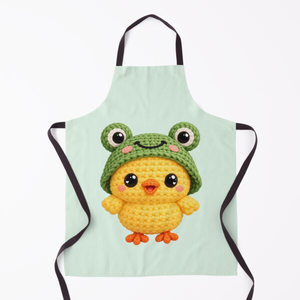 Item preview, Amigurumi - Crochet Chick Wearing Frog Hat designed and sold by Myra365Art.