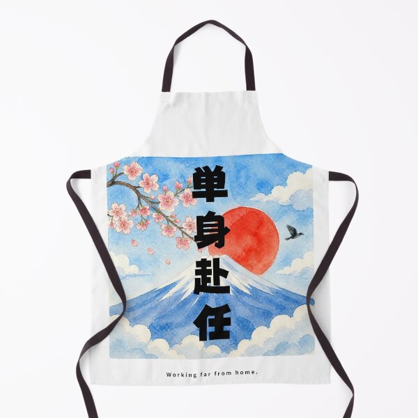 Item preview, Tanshin Funin - Away From Family for Work | Watercolor Mount Fuji & Red Sun | Japanese Design designed and sold by JapanMemoir.