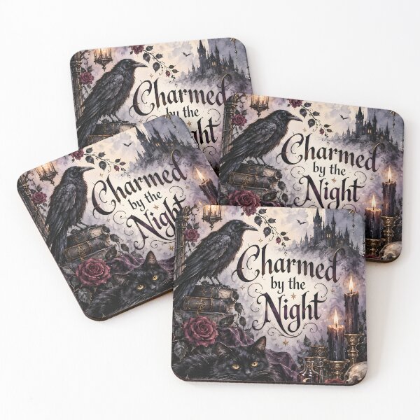 Item preview, Charmed by the Night – Gothic Raven, Black Cat & Full Moon designed and sold by blankTeeShirt.