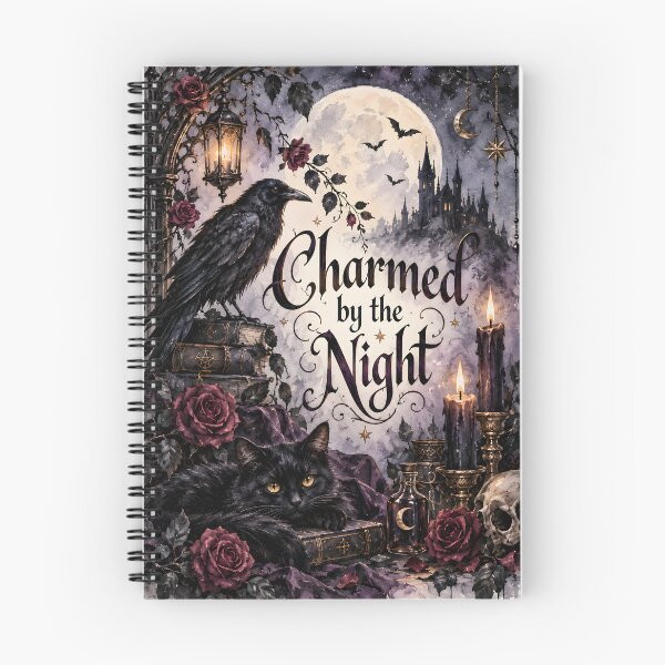Item preview, Charmed by the Night – Gothic Raven, Black Cat & Full Moon designed and sold by blankTeeShirt.