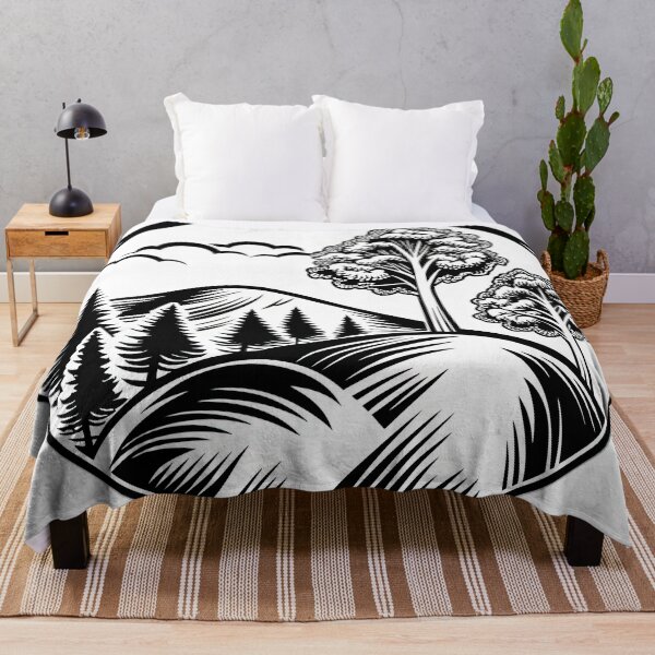 Item preview, Retro mountain with trees  black and white illustration designed and sold by Expressions-Sel.