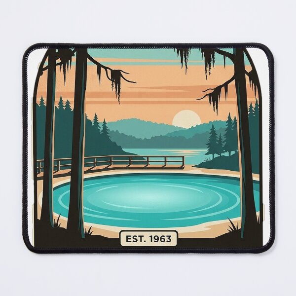Item preview, Blue Springs State Park Alabama Arch Sticker - Vintage WPA Spring Swimming Hole Badge designed and sold by DetourDgn.