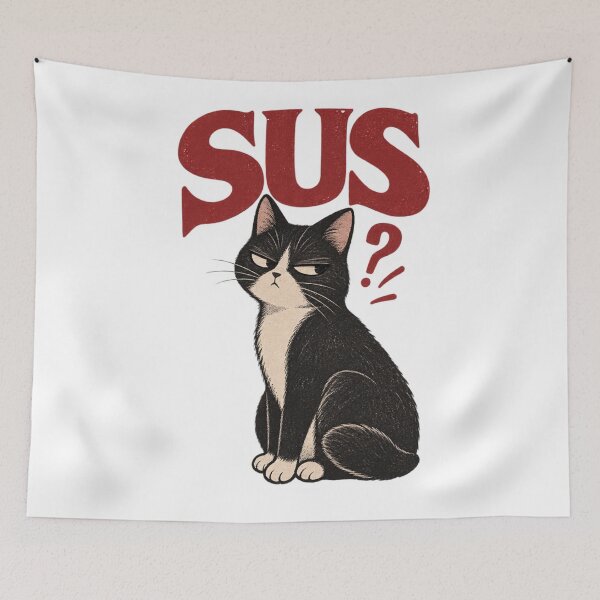 Item preview, Highly Suspect – Funny SUS Tuxedo Cat Meme Art designed and sold by SimonasPeace.