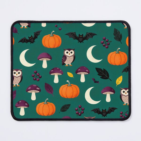 Item preview, Dark Cottagecore Halloween Owl Mushroom Pattern designed and sold by Mimoshi ⭐⭐⭐⭐⭐.