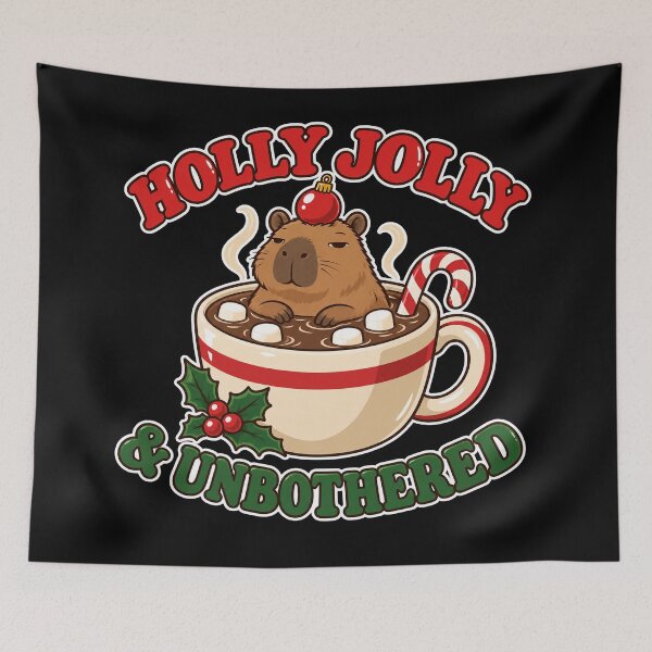 Item preview, Holly Jolly and Unbothered Capybara Christmas Hot Cocoa designed and sold by Ela-graphicwiz.