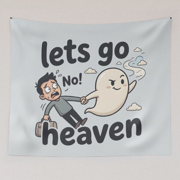 Item preview, Let’s Go Heaven Funny Ghost Cartoon designed and sold by hutofdesigns.