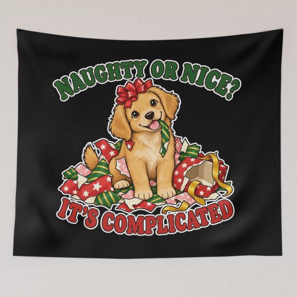 Item preview, Naughty or Nice It's Complicated Funny Dog Christmas Golden Retriever designed and sold by Ela-graphicwiz.