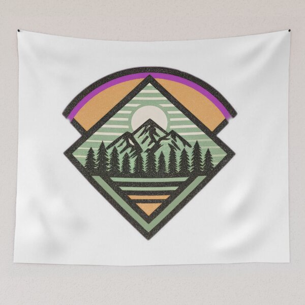 Item preview, Retro mountain with trees  vintage mountain designed and sold by Expressions-Sel.