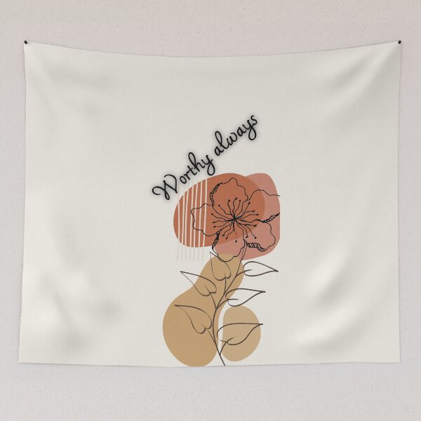 Item preview, Worthy Always – Minimalist Floral Affirmation Art designed and sold by SMHaven93.