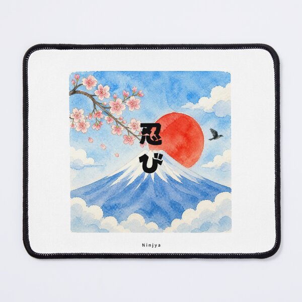 Item preview, Shinobi - Ninja | Watercolor Mount Fuji & Red Sun | Japanese Design designed and sold by JapanMemoir.