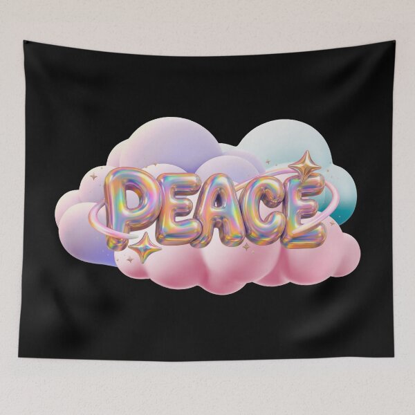 Item preview, 3D Holographic Peace Word on Pastel Clouds designed and sold by Rynasvz.