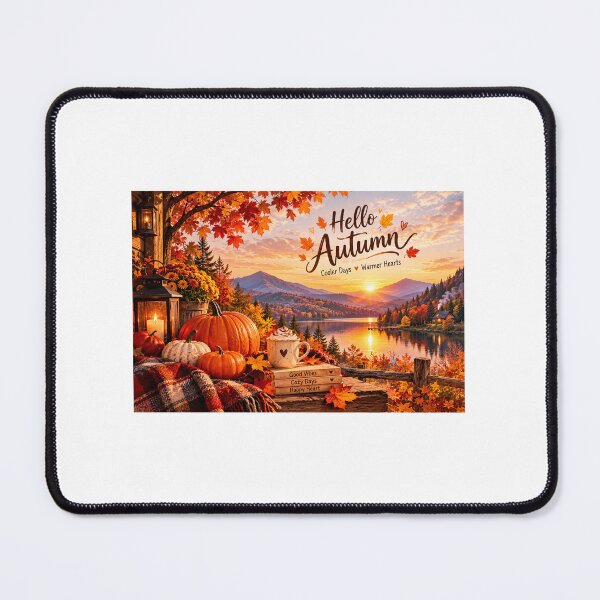 Item preview, Hello Autumn Pumpkin Mountain Lake Landscape designed and sold by LearnFunStore.