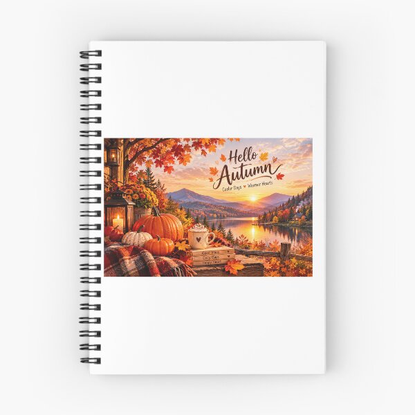 Item preview, Hello Autumn Pumpkin Mountain Lake Landscape designed and sold by LearnFunStore.