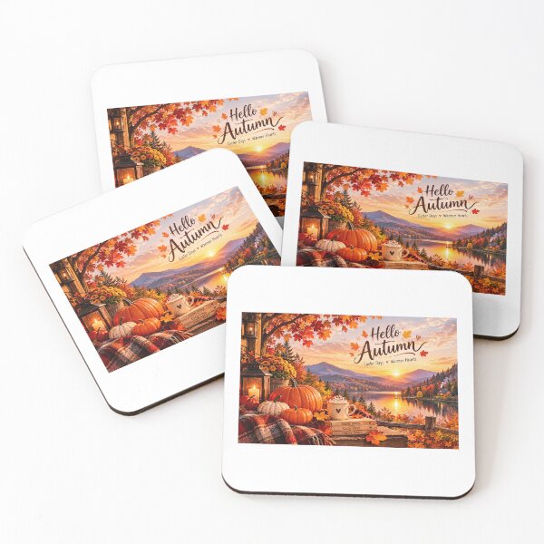 Item preview, Hello Autumn Pumpkin Mountain Lake Landscape designed and sold by LearnFunStore.