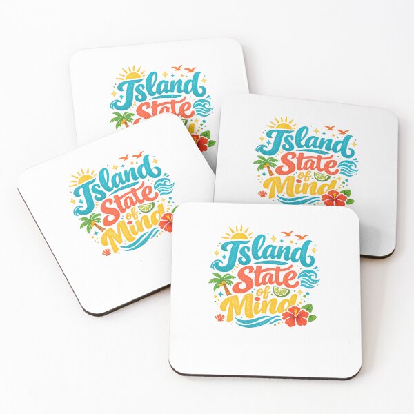 Item preview, Island State of Mind Tropical Beach Vacation Summer Retro Quote Art designed and sold by inkoutninja.
